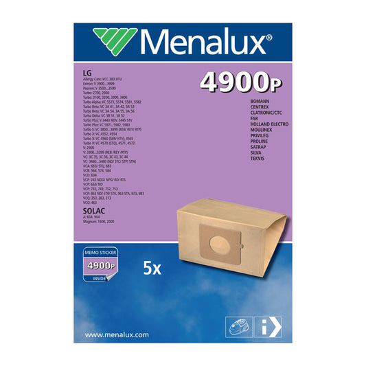 Menalux 5x sacchi aspirapolvere per LG Solac Moulinex Satrap Turbo VCP Clatroni